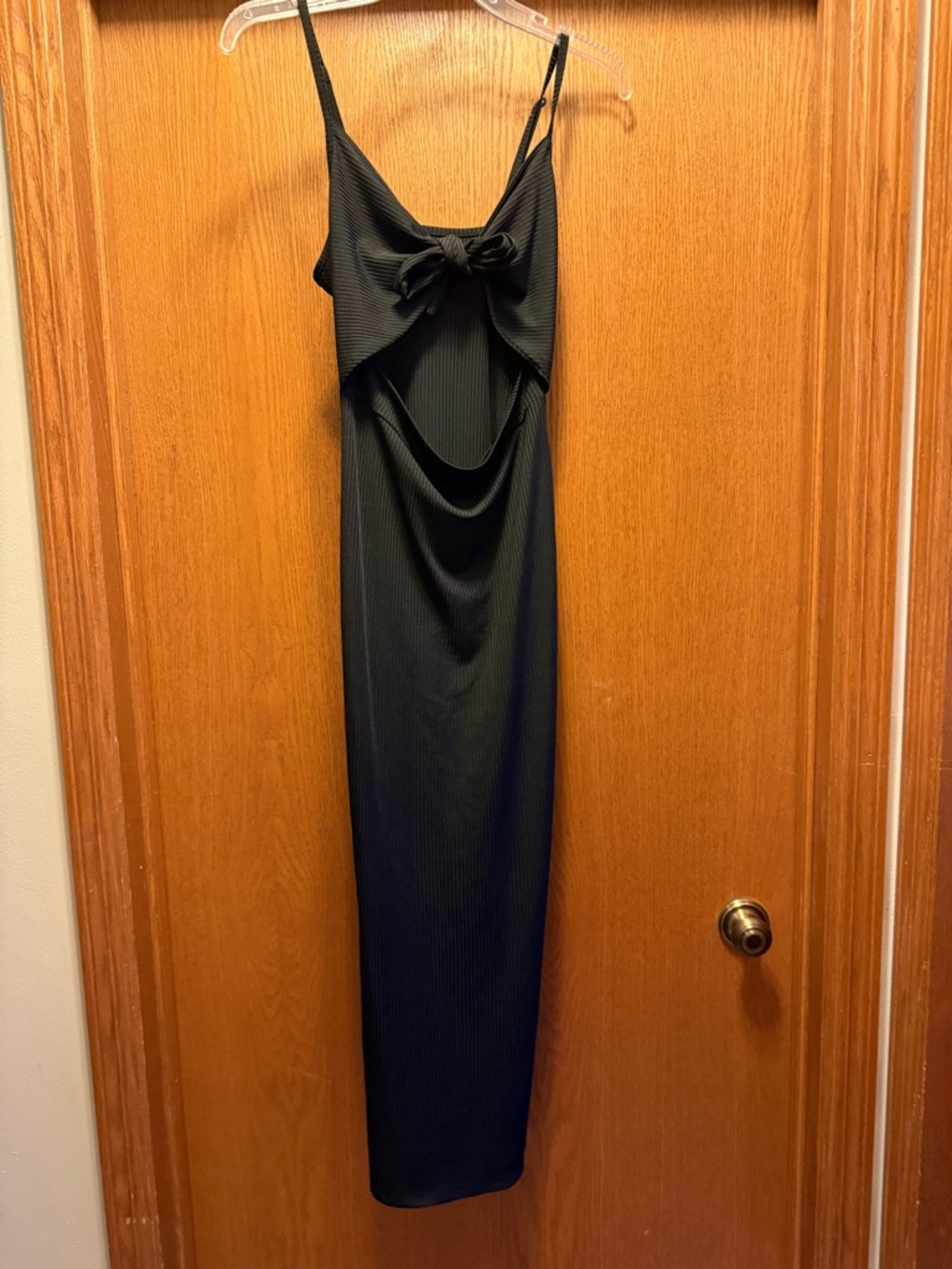 Black Cutout Knot-Front Slip Dress